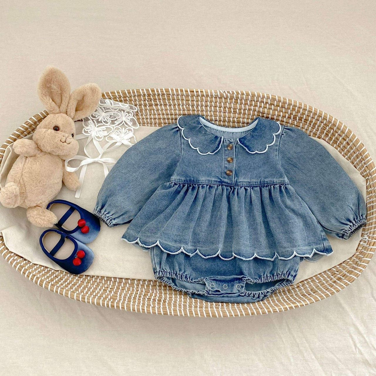 Denim scallop frock