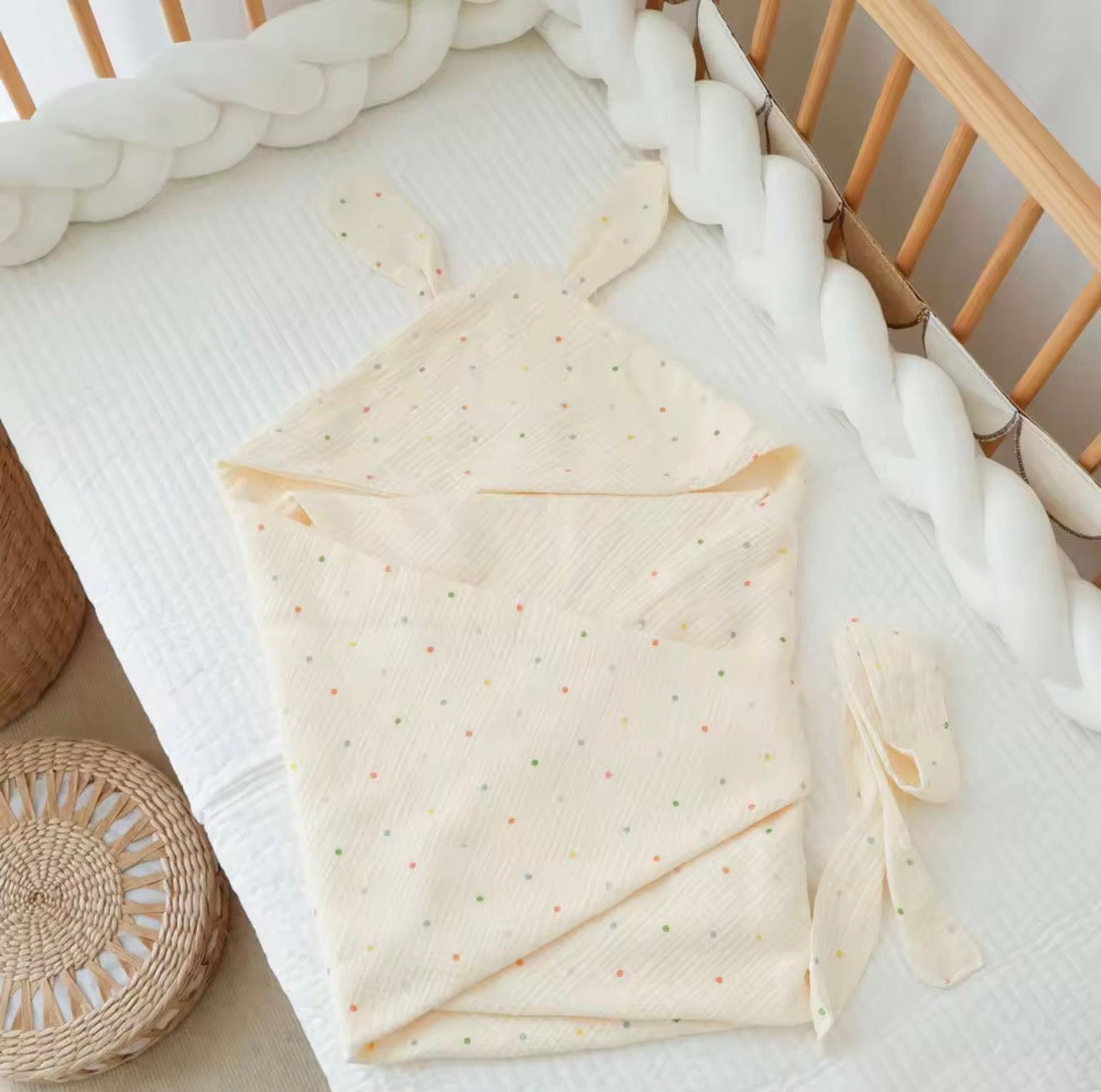 Hooded muslin wrapper