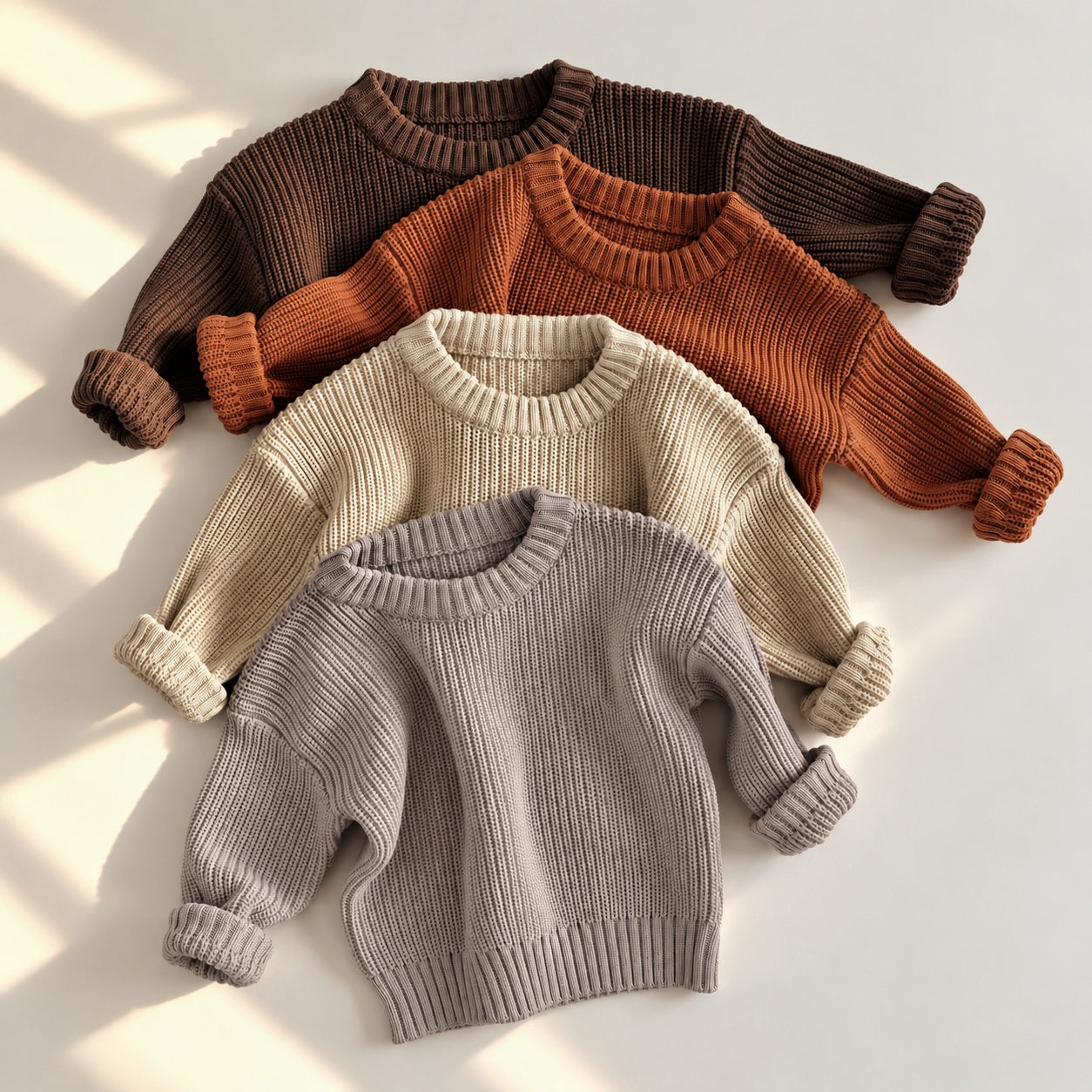 Baby knit sweaters -earthy tones