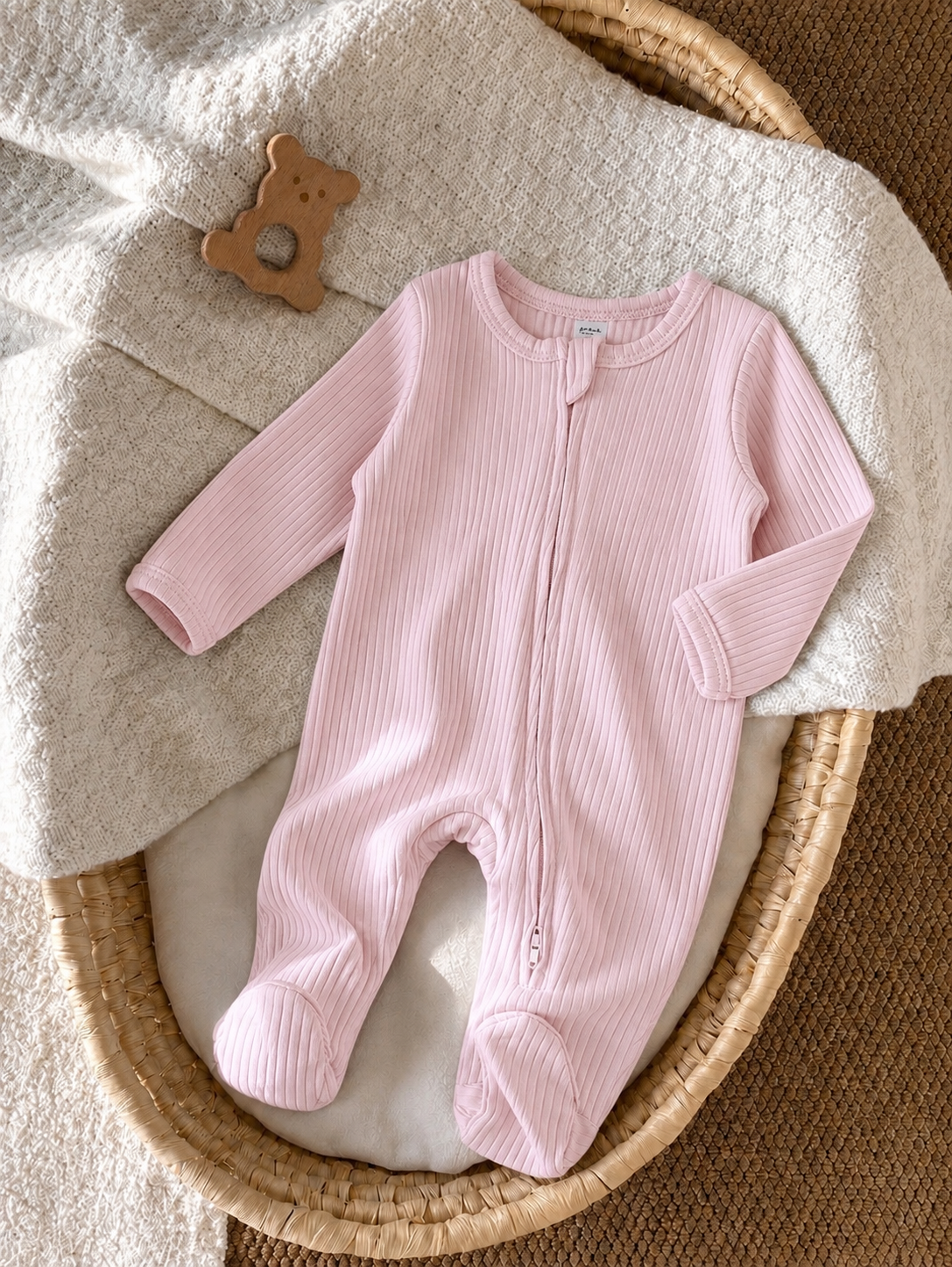 Ribbed zip sleepsuit