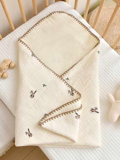 Embroidered muslin blankets