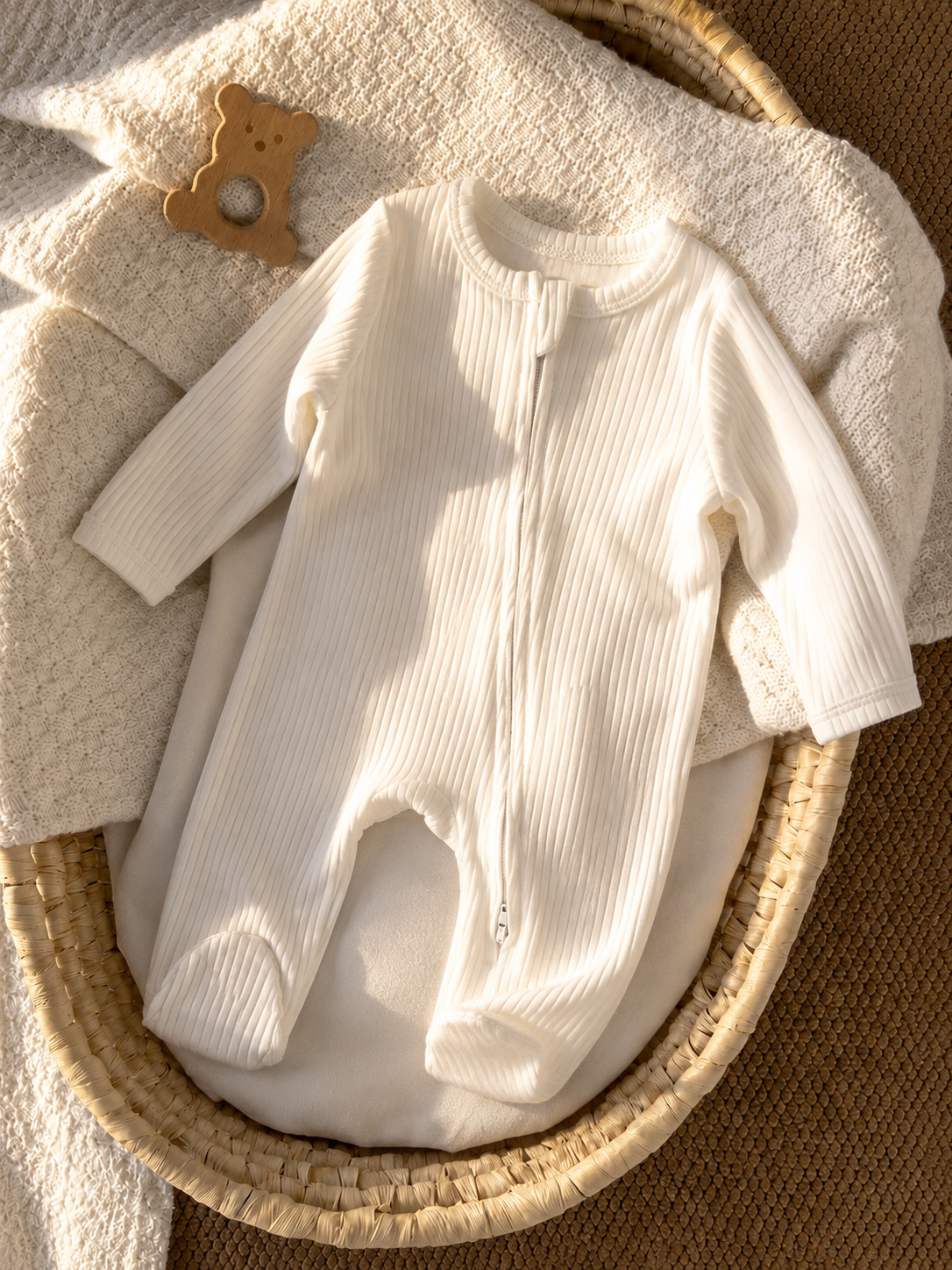 Ribbed zip sleepsuit