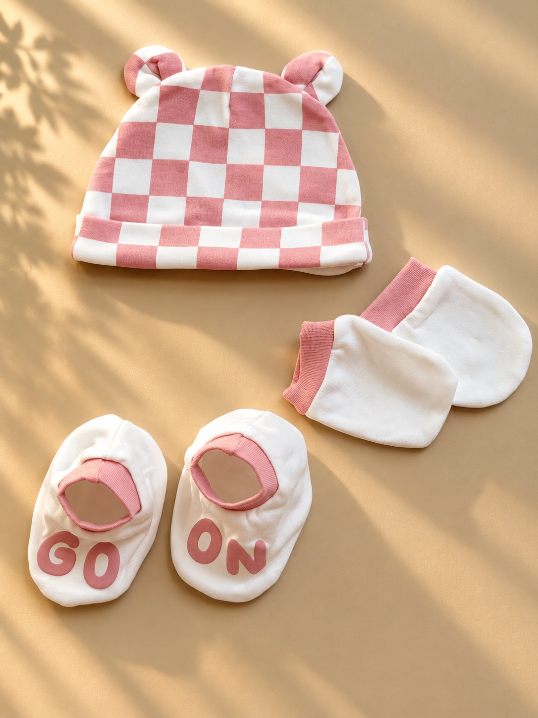Cap, Booties and mittens set