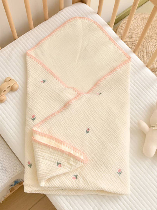 Embroidered muslin blankets