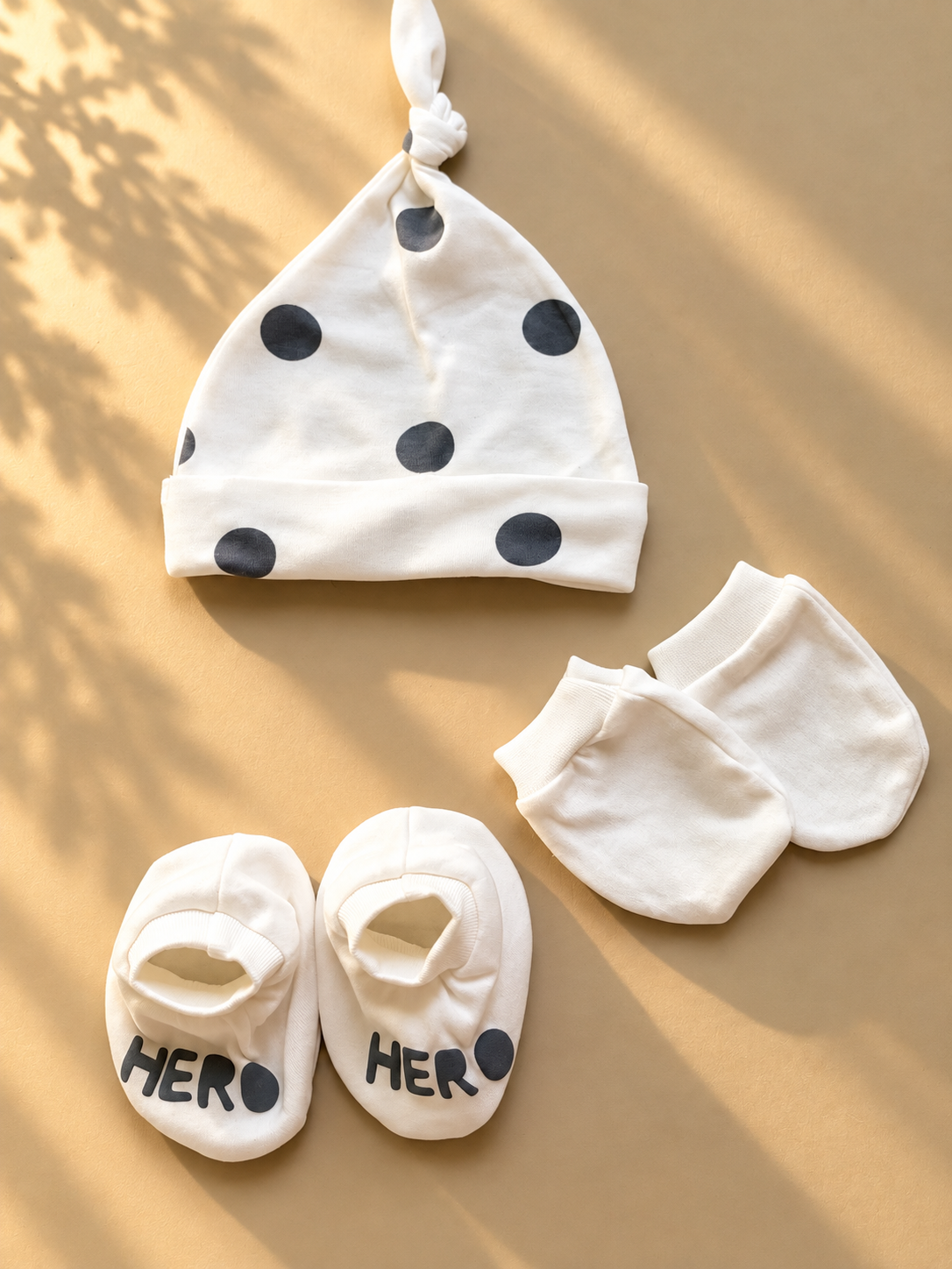 Cap, Booties and mittens set