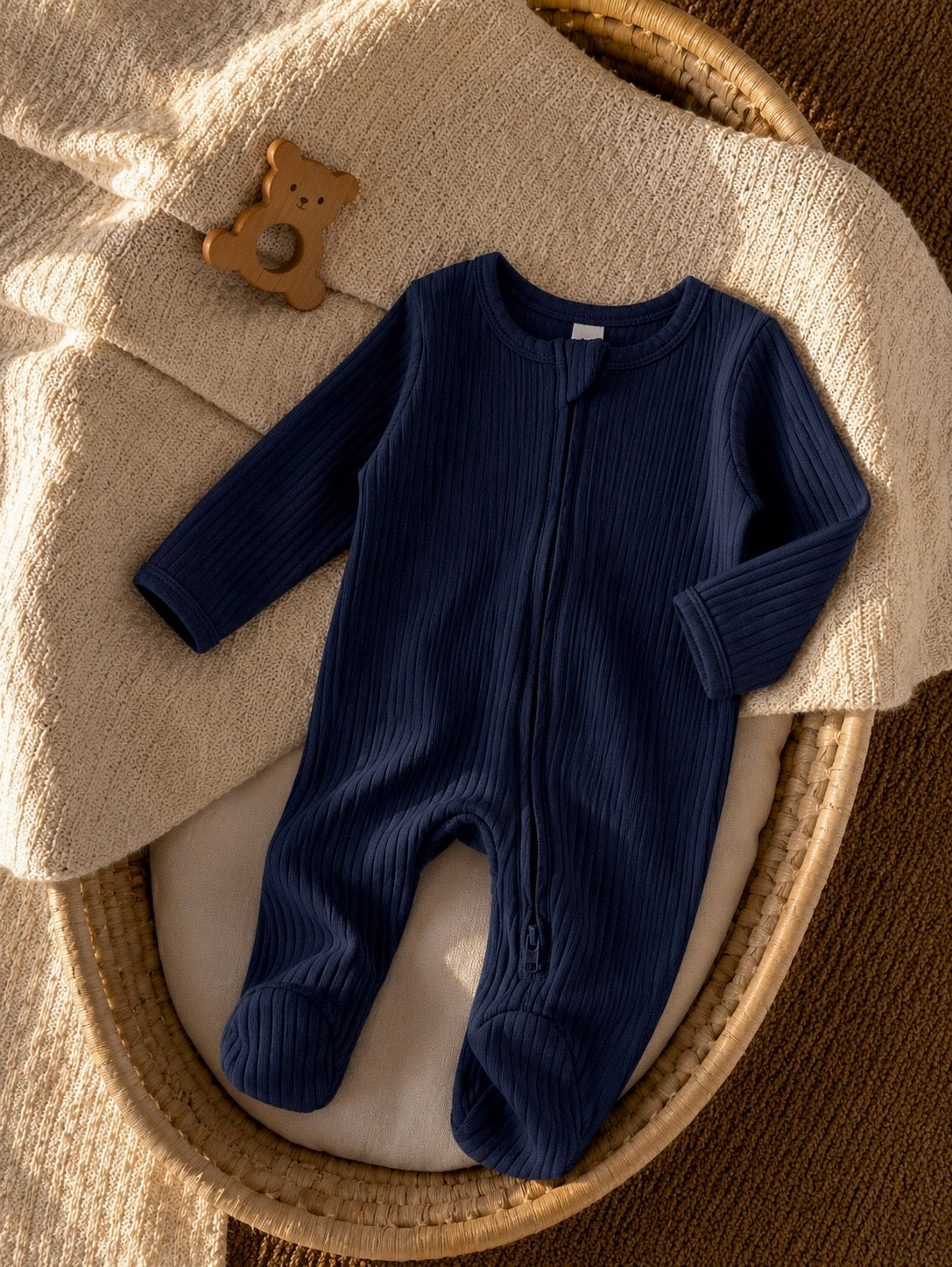 Ribbed zip sleepsuit