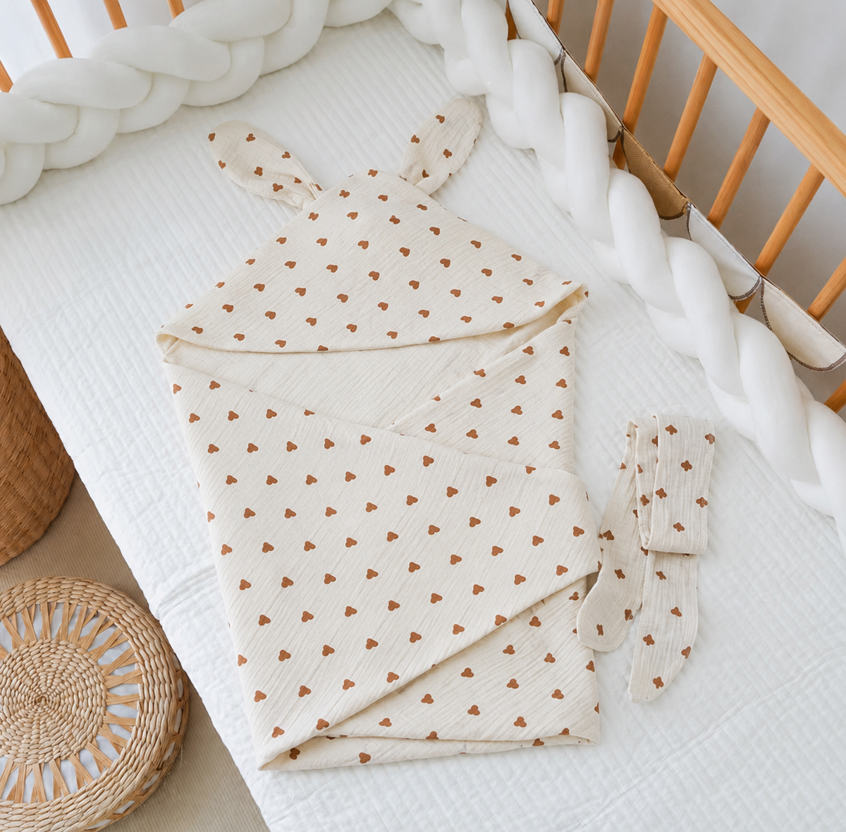 Hooded muslin wrapper