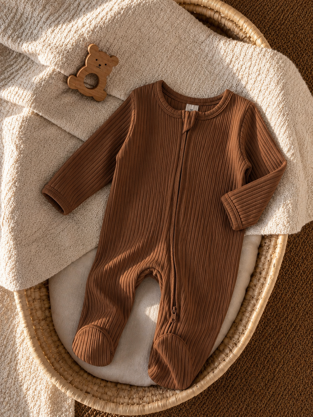 Ribbed zip sleepsuit