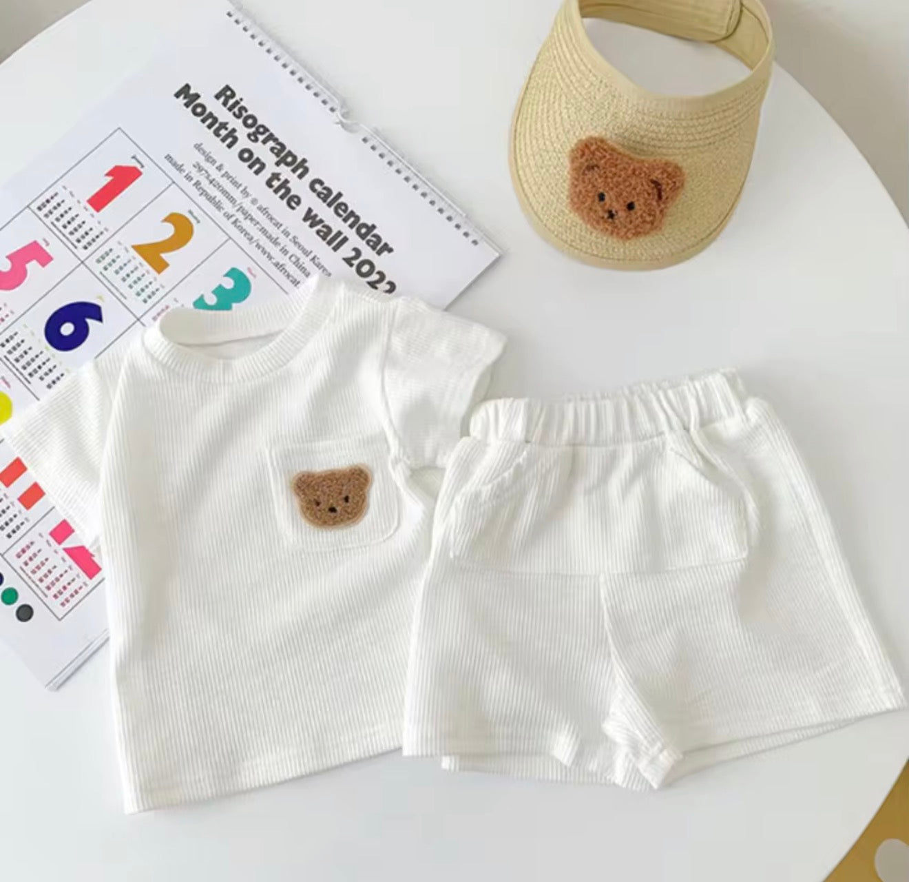 Ribbed teddy cordset -white