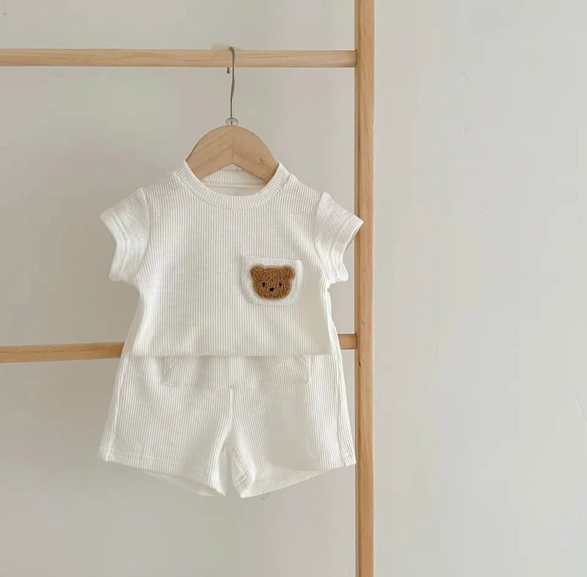 Ribbed teddy cordset -white