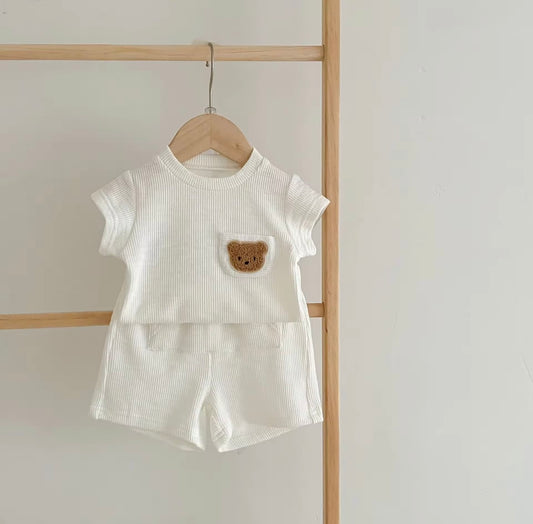 Ribbed teddy cordset -white