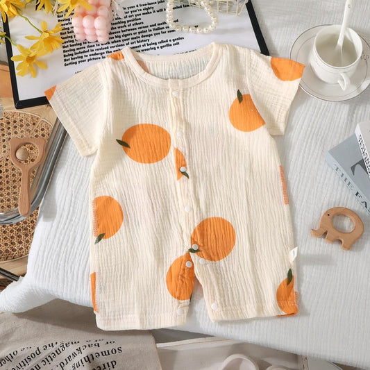 Muslin shorts romper- Orange