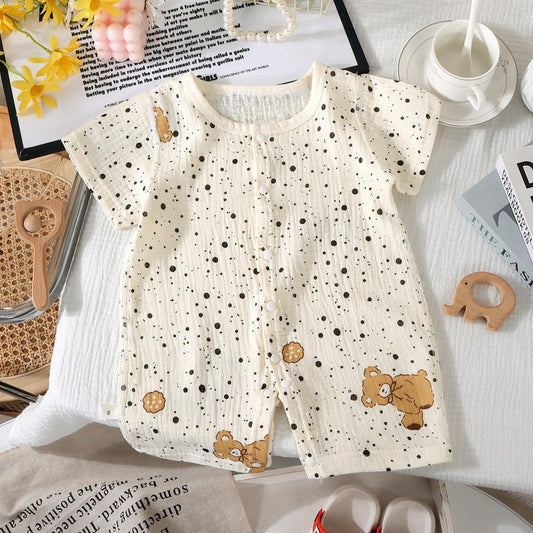 Muslin shorts romper- teddy