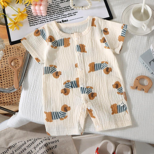 Muslin shorts romper- puppy